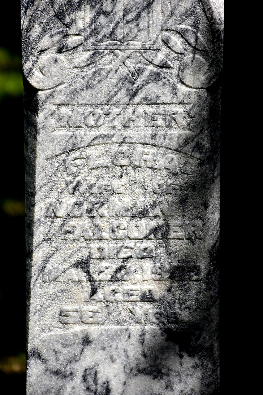 Photo of headstones/Flora Falconer d1903 hdstn Bismarck Fairview cem North Dakota